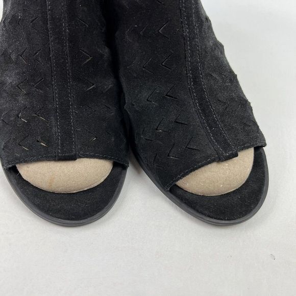 Via Spiga Wedges Womens 8.5 Black Leather Laser Cut Shoes - Picture 5 of 11